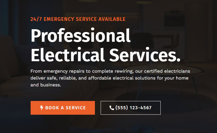 Introducing the Electrician Company Template Lead-driven CTAs: